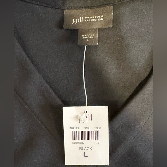 J.‎ Jill Lg Wearever Black Double-Face Jersey Elliptical A-Line Dress Cap Sleeve - Picture 6 of 9